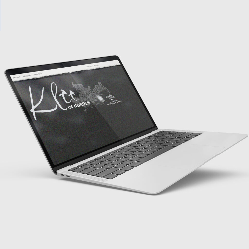 Laptop-Screen mit "Klee im Norden"-Homepage